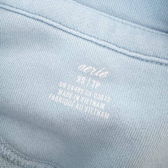 AERIE Oversized French Terry Polo Sweatshirt Light Blue XS - Picture 9 of 10